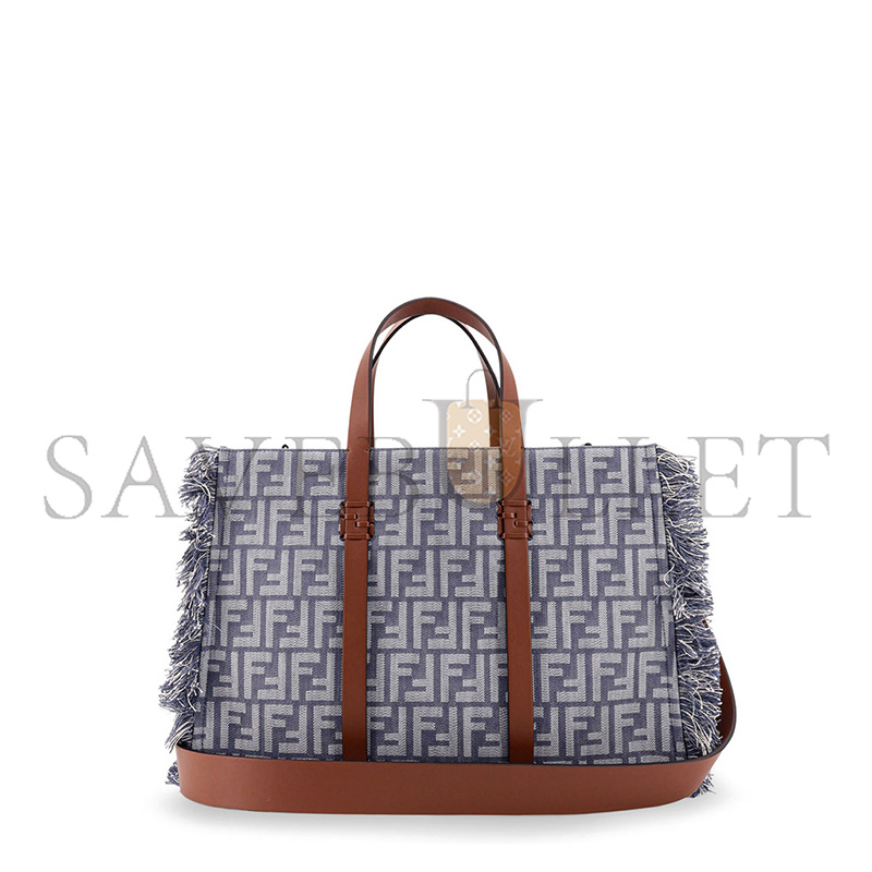 F**di summer tote ff jacquard fabric shoulder bag with fringes 8bh435aut4f1sxq (37*29*16cm)